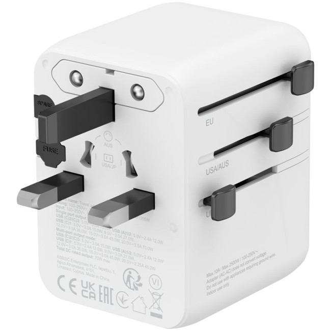 CANYON Travel Adapter OnTour 70 EU/UK/US/AUS 70W White