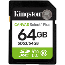 Kingston 64GB SDXC Canvas Select Plus Gen3 100MB/s C10 UHS-I U1 V10