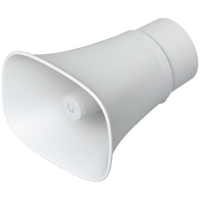 Ubiquiti UP-AI-Horn-Speaker-W All-weather PoE 120 dB horn speaker with advanced AI alert functionality and versatile wall, corner, and pole mounting options