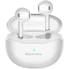 Blackview AirBuds 6 TWS Bluetooth headset, with microphone, BT V5.3, IPX7 Waterproof, Android/iOS/Harmony compatible, Smart Touch Control, battery EarBud 30mAh*2+Charging Case 320mAh, 62*23.5*53.5mm, 0.034kg, White
