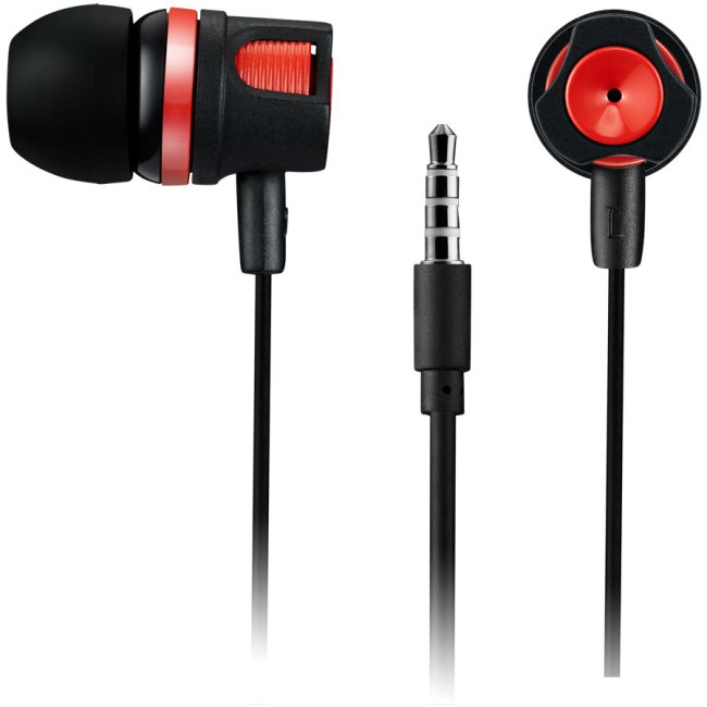 Головні дротові навушники-вкладиші з вбудованим мікрофоном CANYON EP-3 Stereo earphones with microphone  Red  cable length 1.2m  21.5*12mm  0.011kg