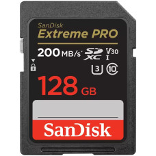 SANDISK Extreme PRO 128GB SDXC Memory Card + 2 years RescuePRO Deluxe up to 200MB/s & 90MB/s Read/Write speeds, UHS-I, Class 10, U3, V30