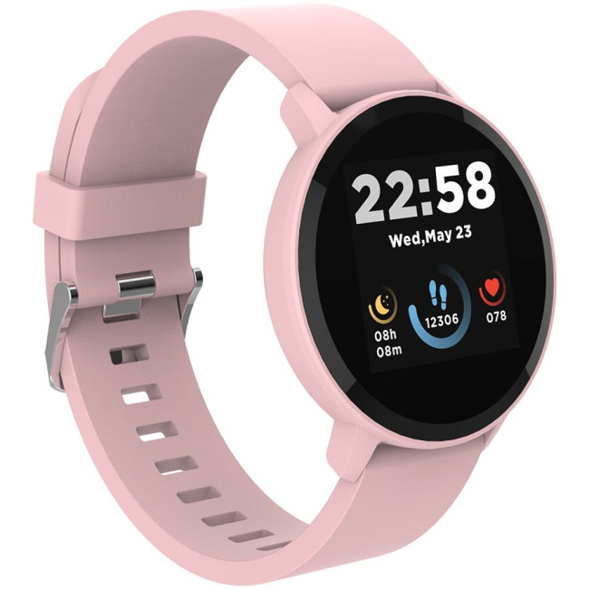 CANYON Lollypop SW-63, Smart watch, 1.3inches IPS full touch screen, Round watch, IP68 waterproof, multi-sport mode, BT5.0, compatibility with iOS and android, Pink, Host: 25.2*42.5*10.7mm, Strap: 20*250mm, 45g