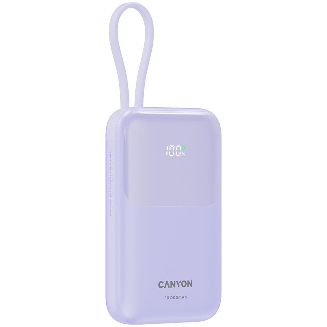 CANYON power bank OnPower 101 built-in cable 10000 mAh PD22.5W Purple