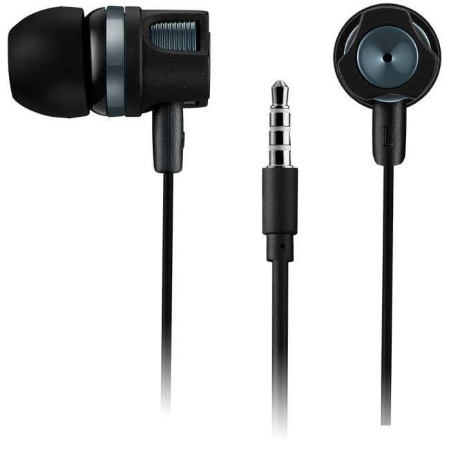 Головні дротові навушники-вкладиші з вбудованим мікрофоном CANYON EP-3 Stereo earphones with microphone  Dark gray  cable length 1.2m  21.5*12mm  0.011kg