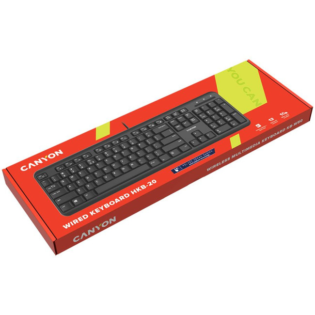 CANYON keyboard HKB-20 EN Velvet Wired  Black