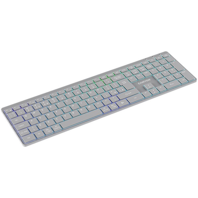CANYON keyboard HKB-W11 UK/US RGB Dual Mode Wireless Grey