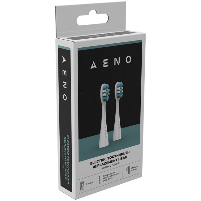 AENO Replacement toothbrush heads, White, Dupont bristles, 2pcs in set (for ADB0001S/ADB0002S)