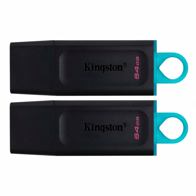Kingston 64GB USB3.2 Gen 1 DataTraveler Exodia (Black + Teal) - 2 Pieces