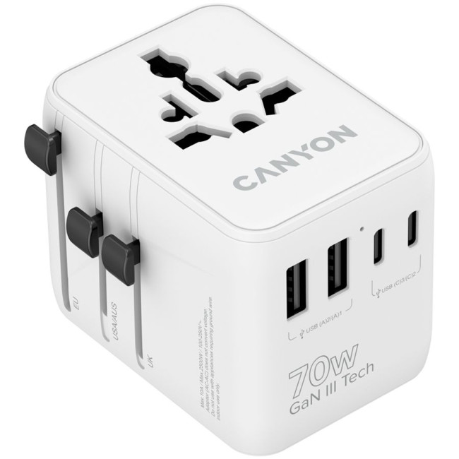 CANYON Travel Adapter OnTour 70 EU/UK/US/AUS 70W White