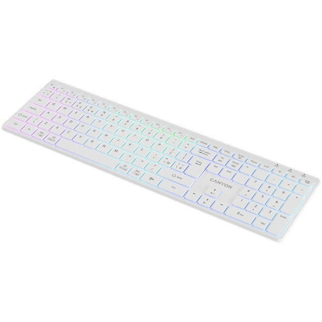 CANYON keyboard HKB-W11 UK/US RGB Dual Mode Wireless White