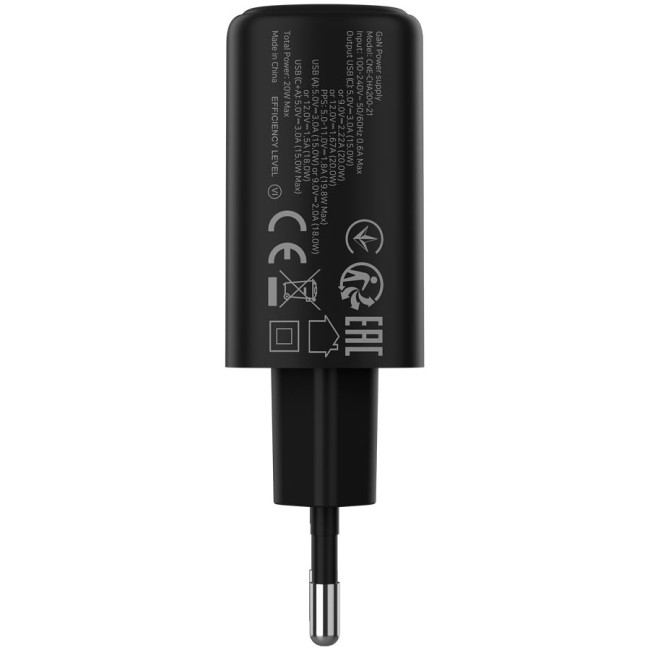 CANYON charger OnCharge 200 20W 1xPD 1xQC EU Black