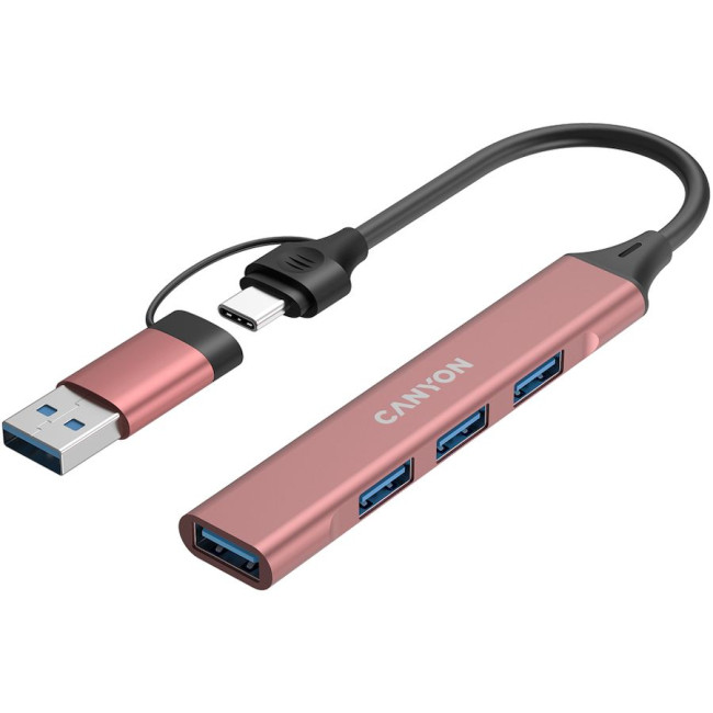 CANYON hub DS-02 4in1 USB-A/C Pink