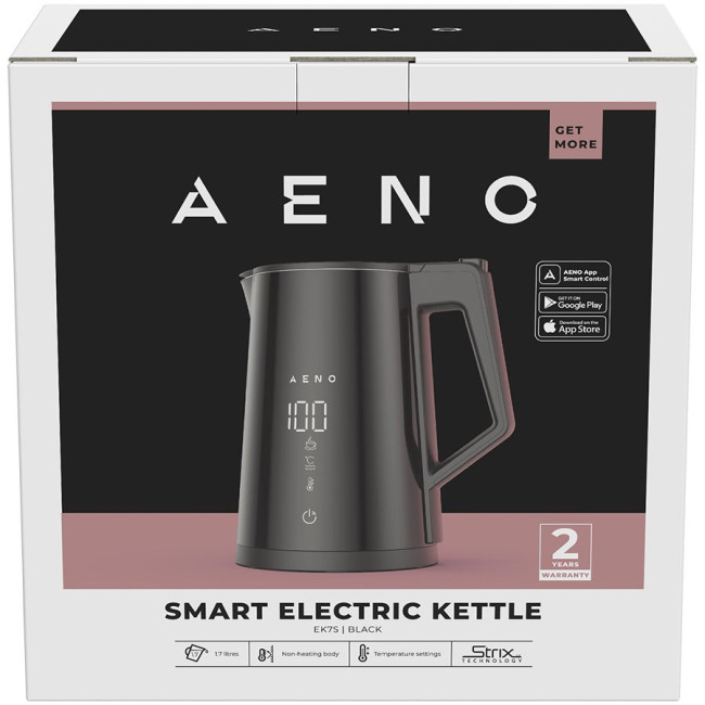 AENO Electric Kettle EK7S Smart: 1850-2200W, 1.7L, Strix, Double-walls, Temperature Control, Keep warm Function, Control via Wi-Fi, LED-display, Non-heating body, Auto Power Off, Dry tank Protection