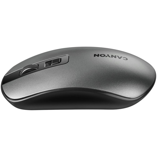 CANYON MW-18, 2.4GHz Wireless Rechargeable Mouse with Pixart sensor, 4keys, Silent switch for right/left keys,DPI: 800/1200/1600, Max. usage 50 hours for one time full charged, 300mAh Li-poly battery, Dark grey, cable length 0.6m, 116.4*63.3*32.3mm, 0.075
