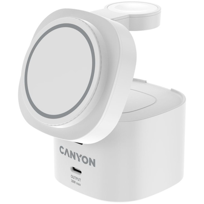 Canyon 4 in 1 Wireless Charging Stand, 30W max, Size: 70x70x70.3mm, weight: 414g, with 1M cable, white