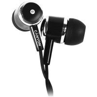 Головні дротові навушники-вкладиші з вбудованим мікрофоном CANYON EPM- 01 Stereo earphones with microphone  Black  cable length 1.2m  23*9*10.5mm 0.013kg