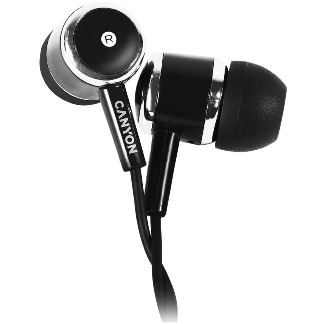 Головні дротові навушники-вкладиші з вбудованим мікрофоном CANYON EPM- 01 Stereo earphones with microphone  Black  cable length 1.2m  23*9*10.5mm 0.013kg