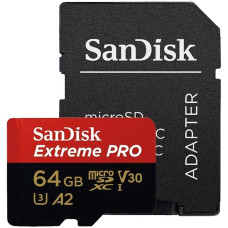 SANDISK Extreme PRO microSDXC 64GB + SD Adapter + 2 years RescuePRO Deluxe up to 200MB/s & 90MB/s Read/Write speeds A2 C10 V30 UHS-I U3