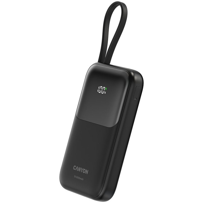 CANYON power bank OnPower 101 built-in cable 10000 mAh PD22.5W Black