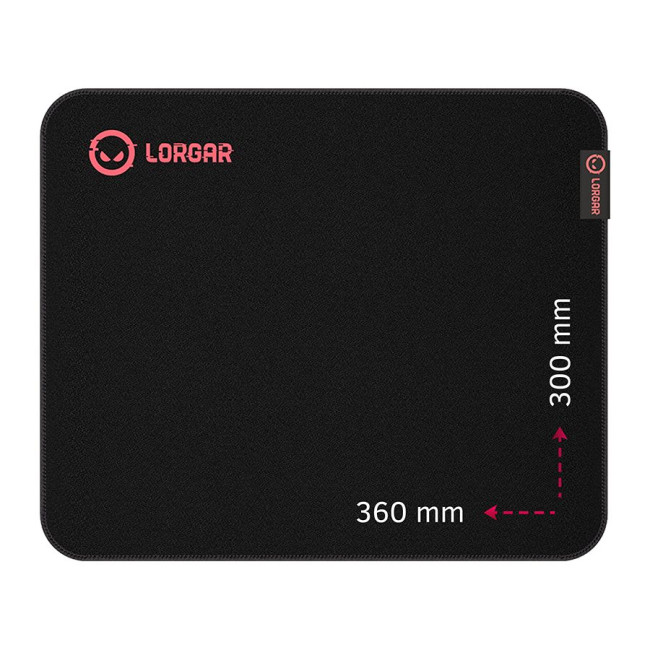 Lorgar Main 323, Gaming mouse pad, Precise control surface, Red anti-slip rubber base, size: 360mm x 300mm x 3mm, weight 0.21kg