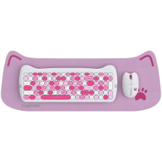 CANYON HSET-W6 EN Keyboard+Mouse Kitty Edition AAA+АА Wireless Pink