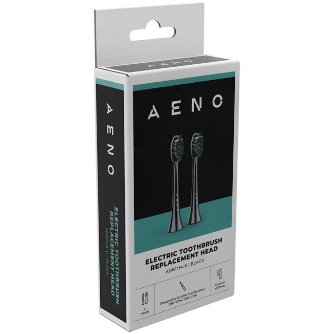 AENO Replacement toothbrush heads, Black, Dupont bristles, 2pcs in set (for ADB0004/ADB0006 and ADB0003/ADB0005)