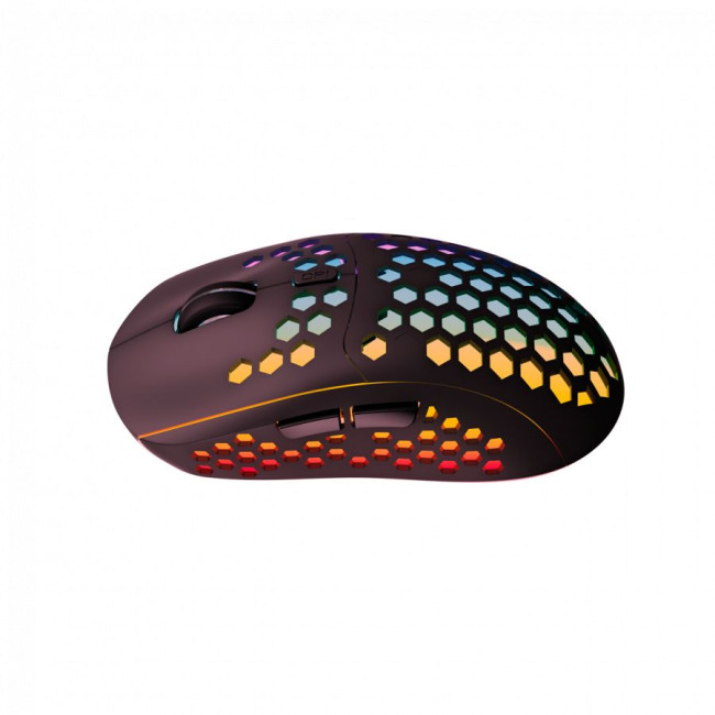 Canyon 7keys Gaming 2.4G wireless mouse, KA8 sensor, DPI up to 1600, rubber coating on panel, Huano 1million switch, 45cm PVC cable, ABS material. 400mAh battery, size: 125.8*63.7*41mm, weight: 95g, Black