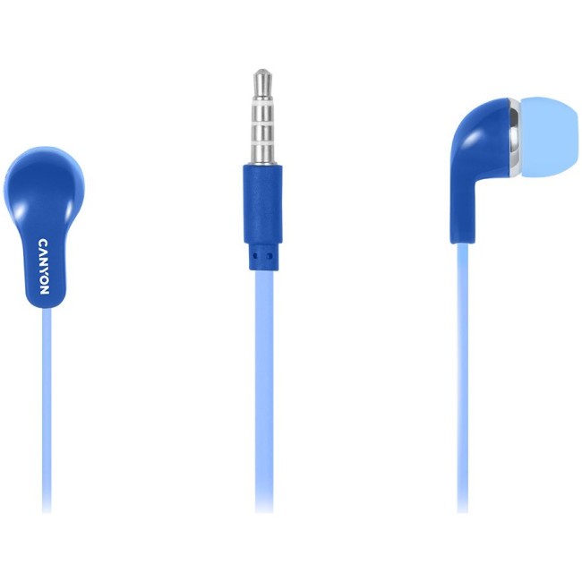 Головні дротові навушники-вкладиші з вбудованим мікрофоном CANYON EPM-02 Stereo Earphones with inline microphone  Blue  cable length 1.2m  20*15*10mm  0.013kg