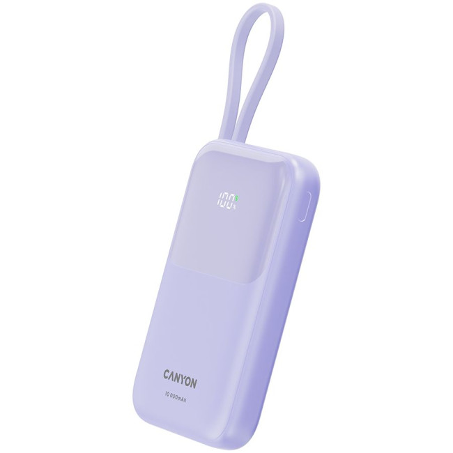 CANYON power bank OnPower 101 built-in cable 10000 mAh PD22.5W Purple
