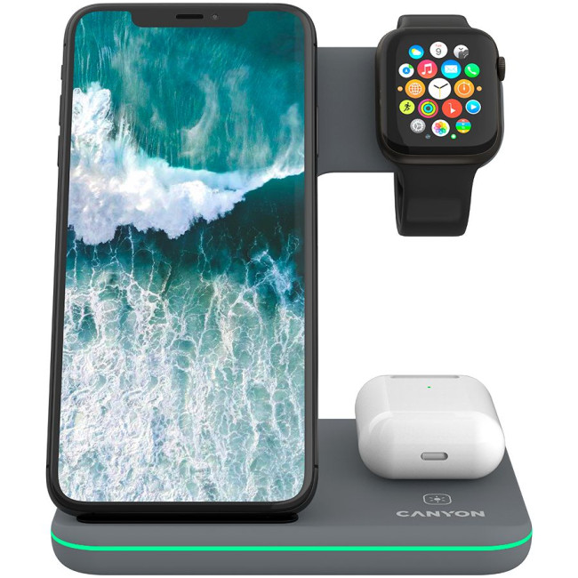 CANYON wireless charger WS-303 15W 3in1 Gray