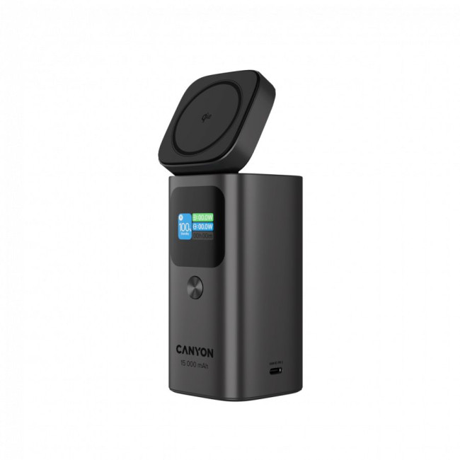 CANYON Qi2 magnetic power bank OnPower 150 15000mAh Aluminium Dark grey