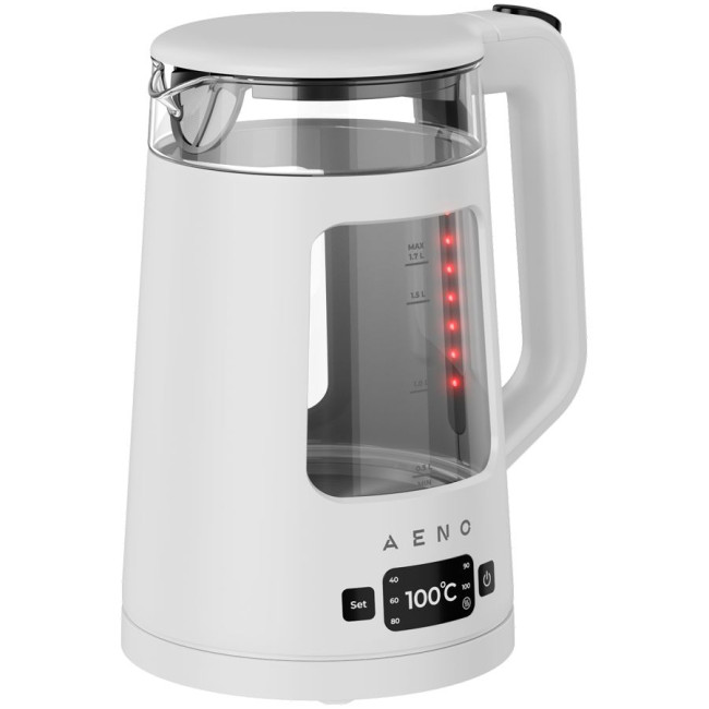 AENO Electric Kettle EK6: 1850-2200W, 2L, Strix, Square-shaped body, Transparent lid, High Resistant Glass, LED-Illumination, Auto Power Off, Dry tank Protection