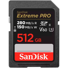 SANDISK Extreme PRO 512GB V60 UHS-II SD cards, 280/150MB/s,V60,C10,UHS-II
