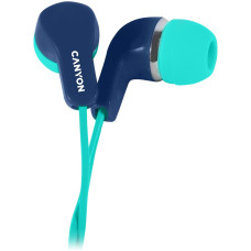 Головні дротові навушники-вкладиші з вбудованим мікрофоном CANYON EPM-02 Stereo Earphones with inline microphone  Green+Blue  cable length 1.2m  20*15*10mm  0.013kg