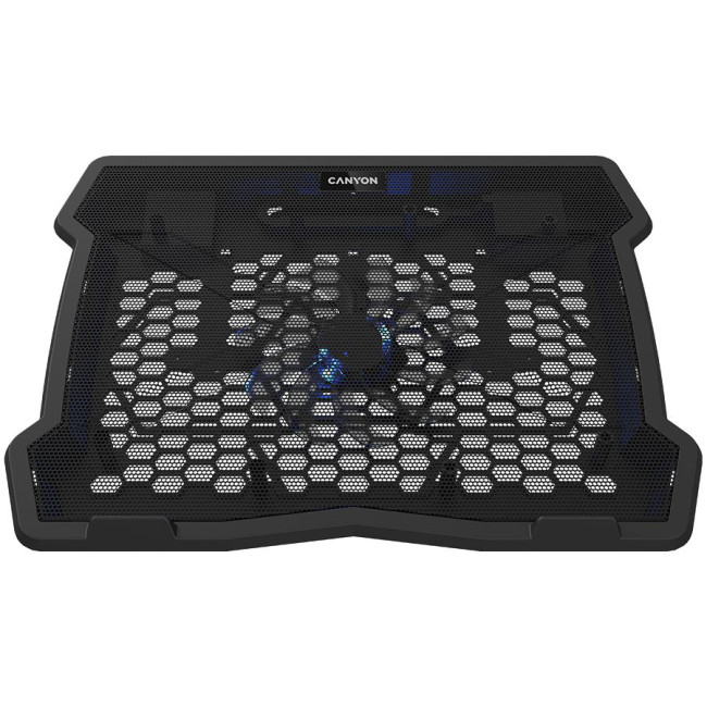 CANYON NS02, Cooling stand single fan with 2x2.0 USB hub, support up to 10”-15.6” laptop, ABS plastic and iron, Fans dimension:125*125*15mm(1pc), DC 5V, fan speed: 800-1000RPM, size:340*265*30mm, 406g