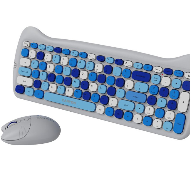 CANYON HSET-W6 EN Keyboard+Mouse Kitty Edition AAA+АА Wireless Blue