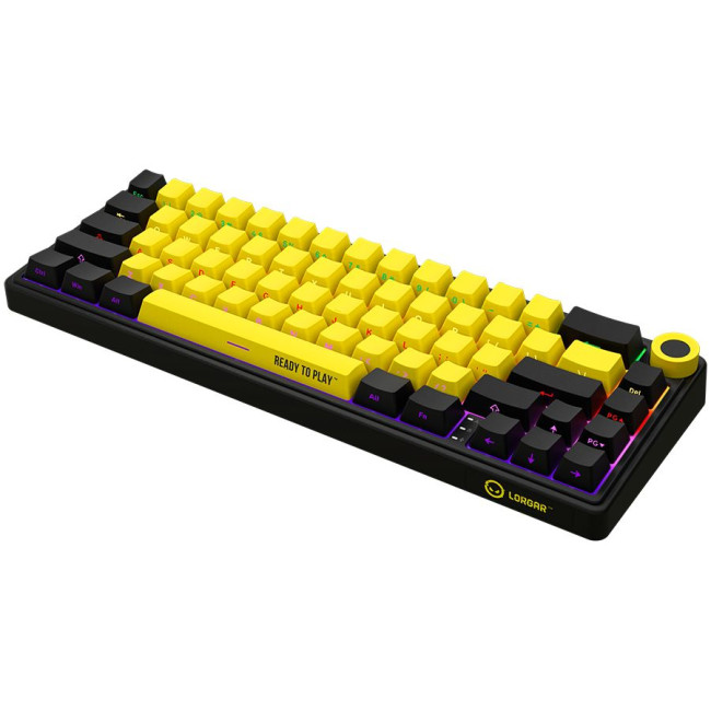 LORGAR KBP70MW, Wireless 65% Mechanical Gaming Keyboard Pro, Black/yellow, EN layout