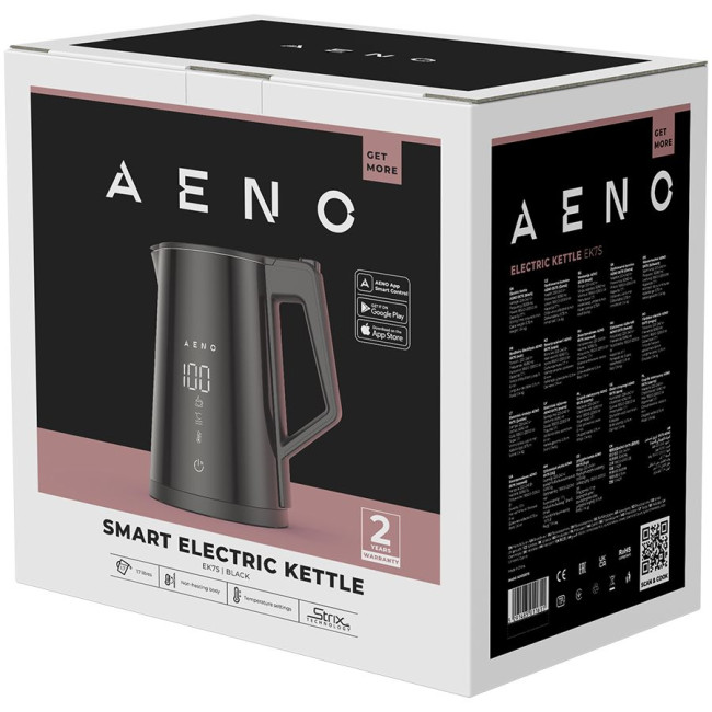 AENO Electric Kettle EK7S Smart: 1850-2200W, 1.7L, Strix, Double-walls, Temperature Control, Keep warm Function, Control via Wi-Fi, LED-display, Non-heating body, Auto Power Off, Dry tank Protection