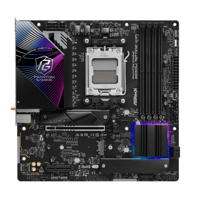 Mатеринська плата sAM5 AMD B850 4xDDR5 HDMI/DP 3xM.2 2.5GbE LAN mATX ASROCK B850M RIPTIDE WIFI