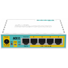 Маршрутизатор hEX PoE lite, 5xEthernet with PoE output for four ports, USB, RouterOS L4 MIKROTIK RB750UPr2