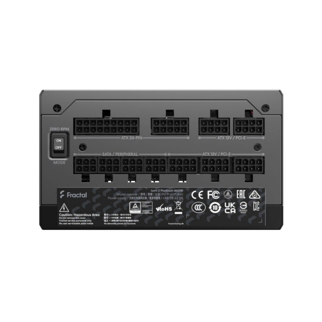 Блок живлення Ion + 2 Platinum 860W, ATX, чорний, повністю модульний FRACTAL DESIGN Ion + 2 Platinum 860W (FD-P-IA2P-860-EU)