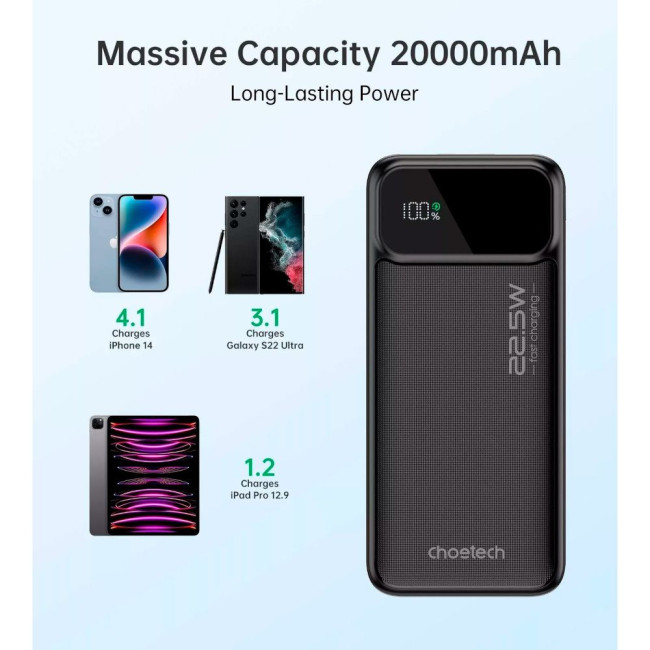 УМБ Choetech PD22.5w Power Bank 20000mAh CHOETECH PD22.5w Power Bank 20000mAh (B729)