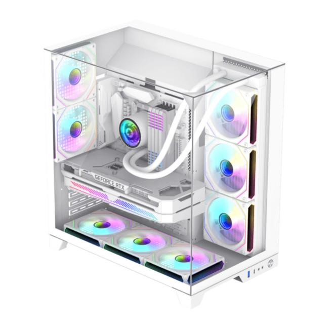 Корпус ATX без блока живлення, загартоване скло, ATX,M-ATX,ITX, VGA Card Length Up to 400mm GAMEMAX Infinity Plus WH