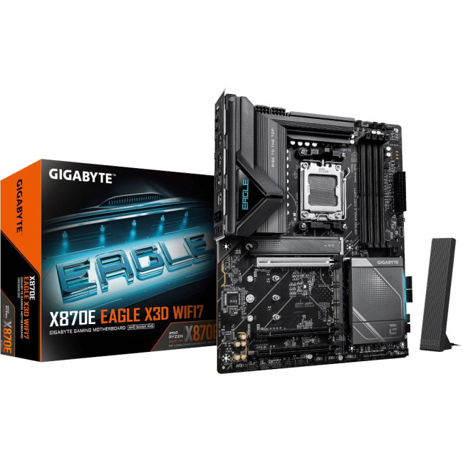 Mатеринська плата sAM5 AMD X870E 1xHDMI/2xUSB4 Type-C 4xM.2 5GbE LAN ATX GIGABYTE X870E EAGLE X3D WIFI7
