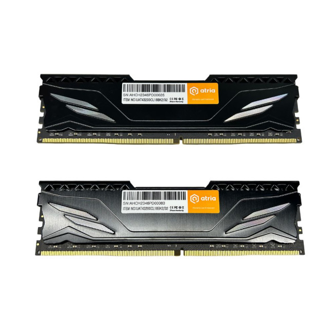 модуль пам'яті 32Gb DDR4 3200MHz  Atria Fly Black (2x16) ATRIA UAT43200CL18BK2/32