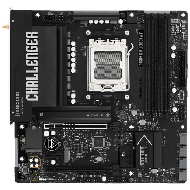 Mатеринська плата sAM5 AMD B850 4xDDR5 HDMI 2xM.2 2.5GbE LAN mATX ASROCK B850M CHALLENGER WIFI