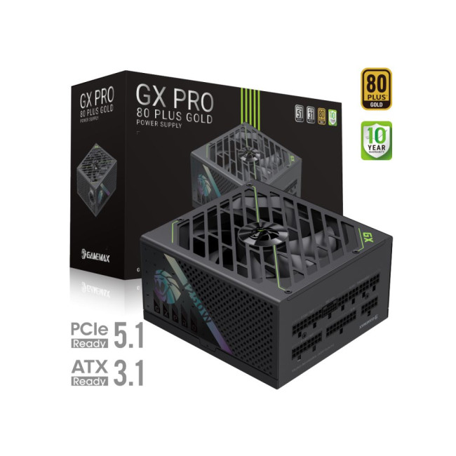 Блок живлення ATX 3.1 & PCIe5.1_ 1250W, 80+ Gold, fan 135mm,fully modular ,Japanese 105°C and solid GAMEMAX GX PRO 1250G