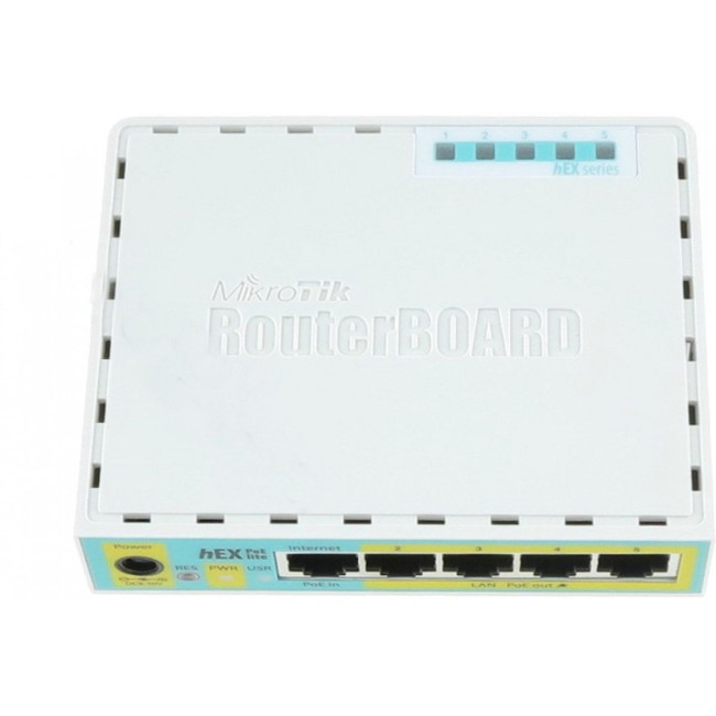 Маршрутизатор hEX PoE lite, 5xEthernet with PoE output for four ports, USB, RouterOS L4 MIKROTIK RB750UPr2