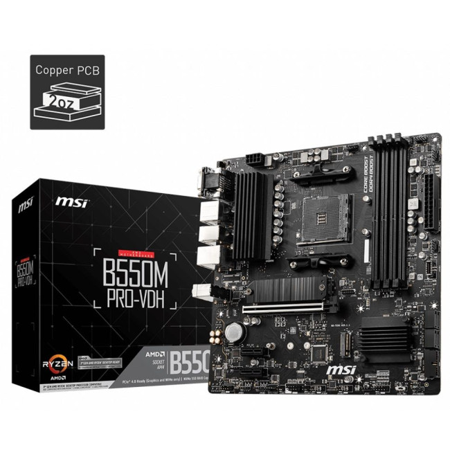 материнська плата sAM4 4DDR4/VGA/HDMI/DP/3PCIe/2M2 MSI B550M PRO-VDH